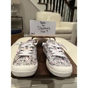BOBS by Skechers Cat Print Lace Up Sneakers Women’s Size 7 Casual Shoes